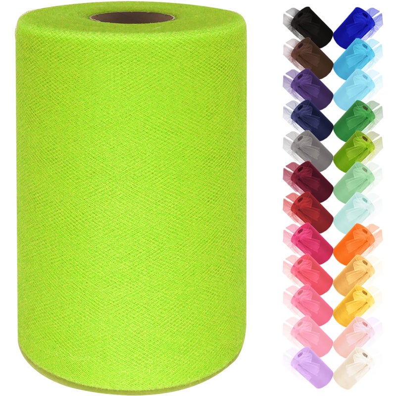 Ableme Deco Tulle Fabric Roll 6 Inch by 100 Yards (300 ft) Tulle Ribbon Sheer Mesh Netting for DIY Tutu Skirt Gift Wrapping Wedding Baby Shower Birthday Halloween Party Decorations Crafts, 34 Colors (Apple Green) - Image 1